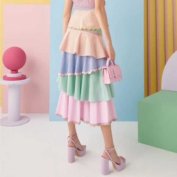 Celia B Wanderlust Colorful Tiered Maxi Skirt - Picture 5 of 6